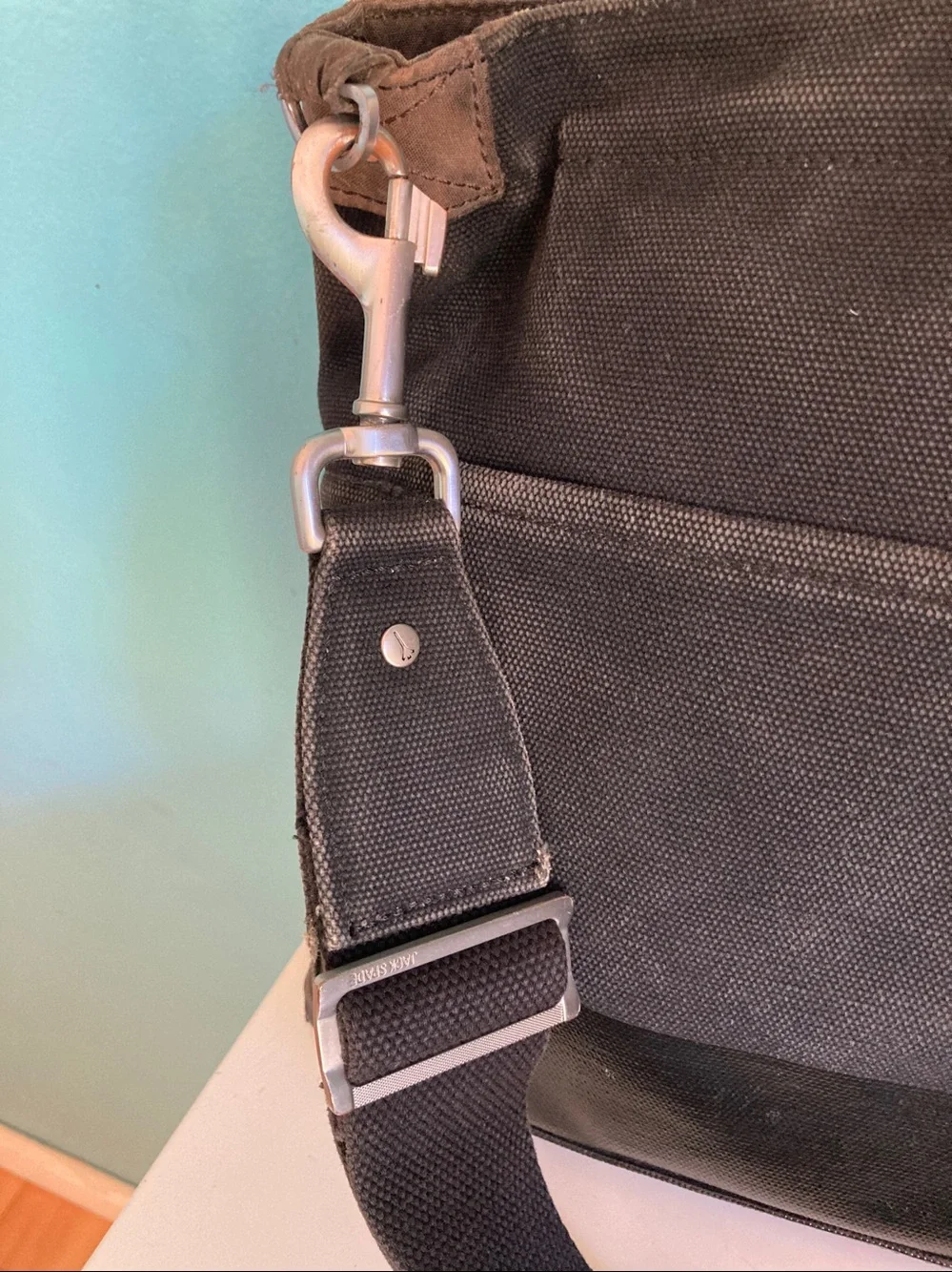 Jack Spade Warren Street Canvas Briefcase Messenger Bag Black Laptop